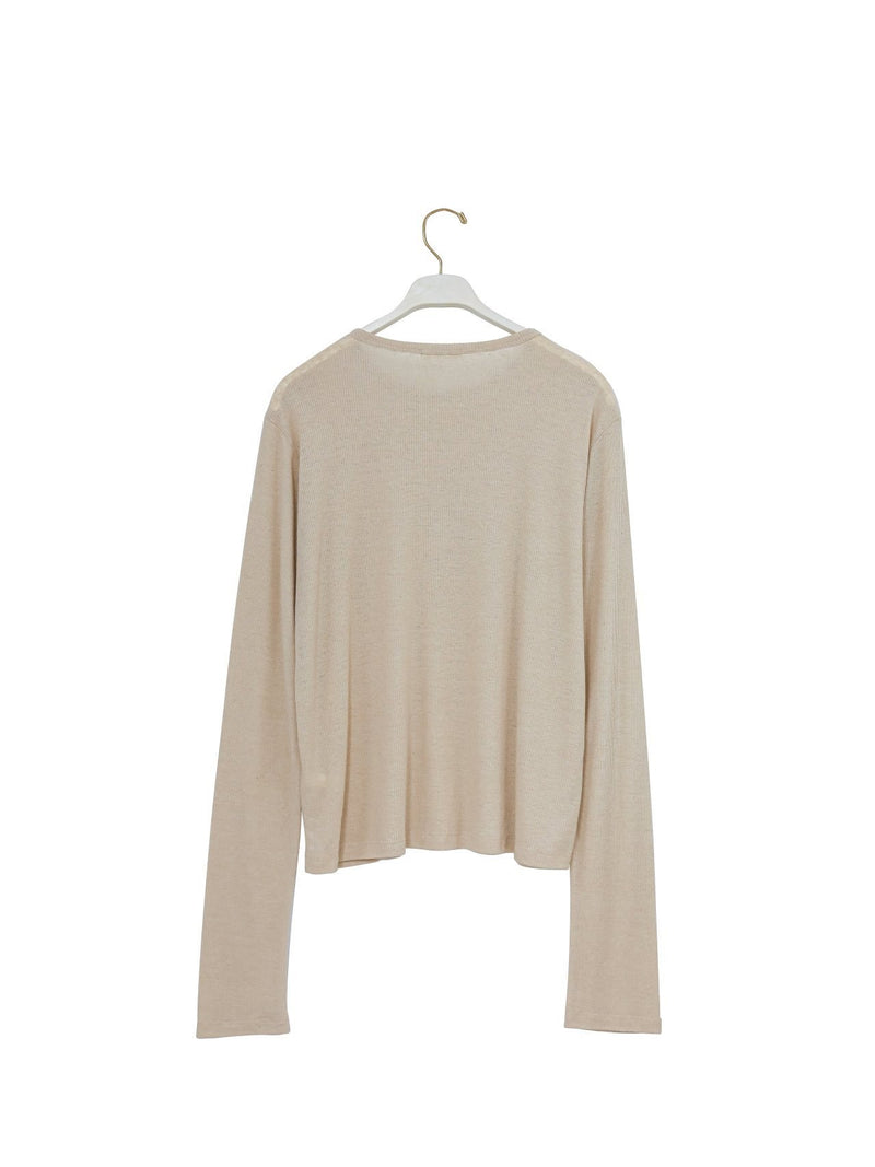 RIBBED LINEN LONG SLEEVE T-SHIRT