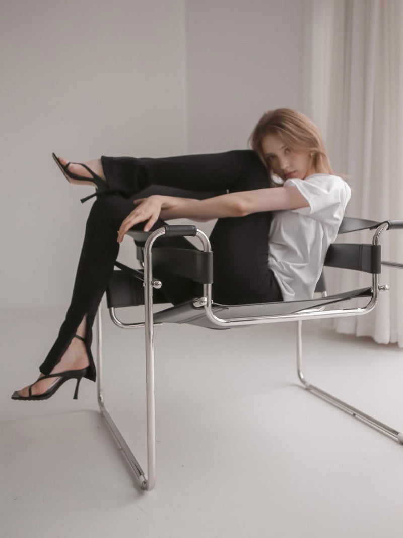 RIBBED SIDE SLIT LEGGINGS