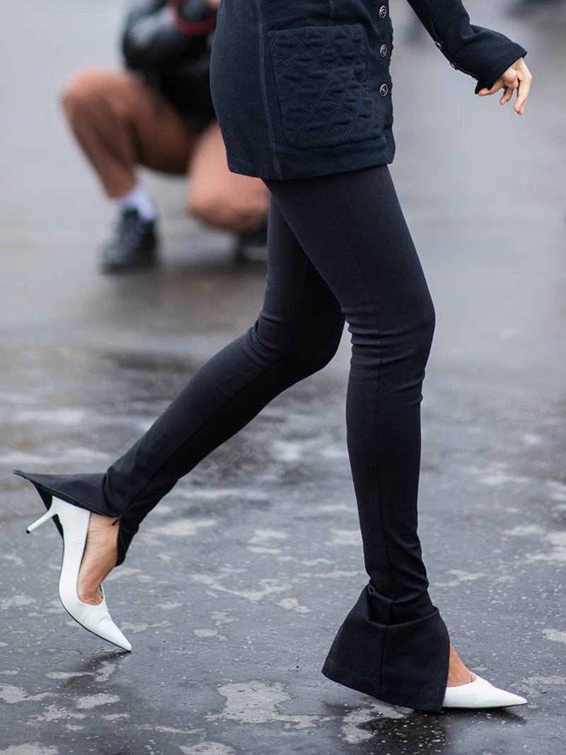 RIBBED SIDE SLIT LEGGINGS