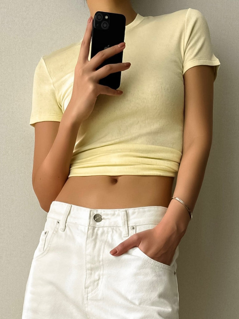RIBBED SLIM CREWNECK T-SHIRT
