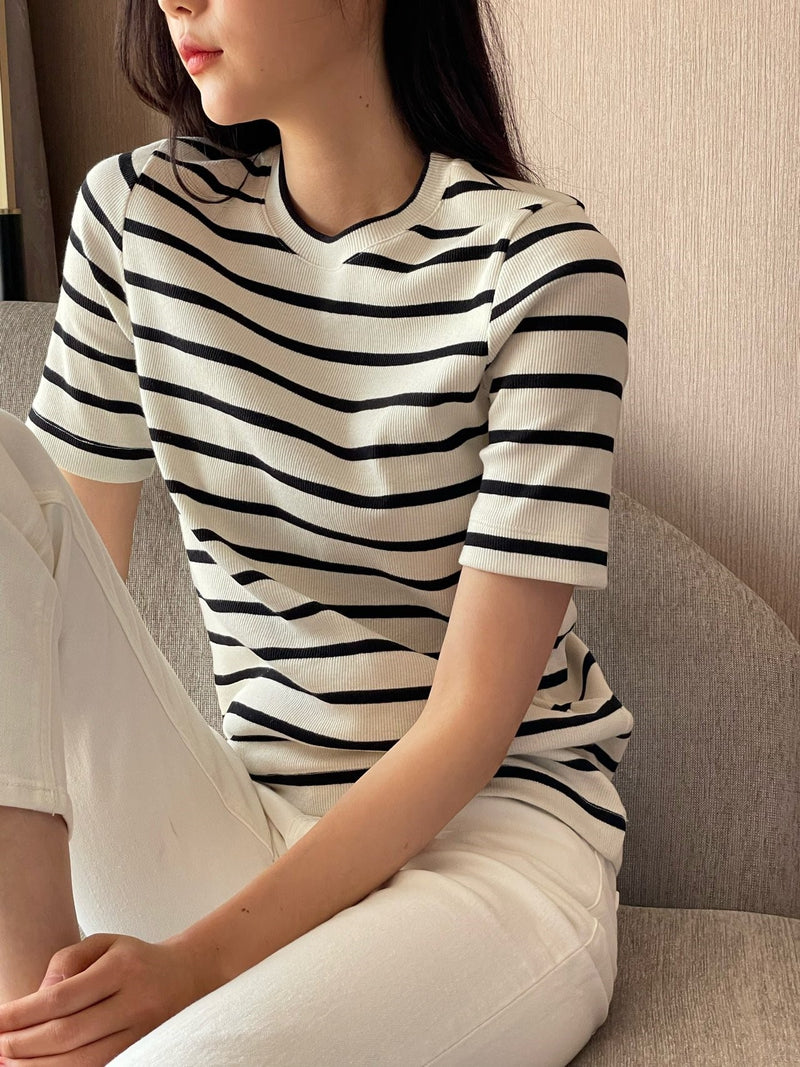 RIBBED STRIPED T-SHIRT