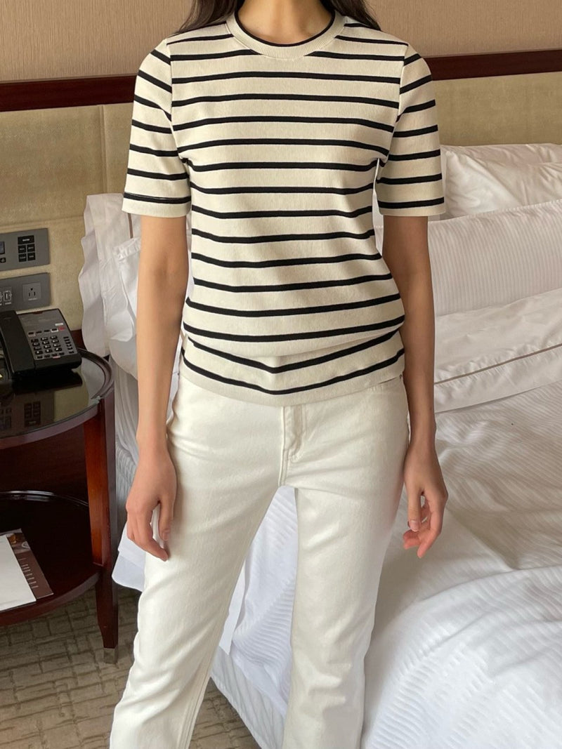 RIBBED STRIPED T-SHIRT