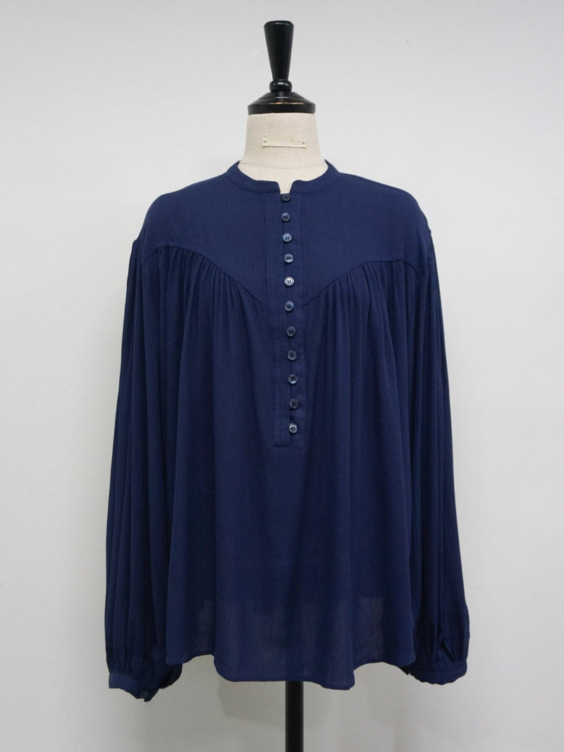 ROUND NECK BUTTON DETAIL BLOUSE