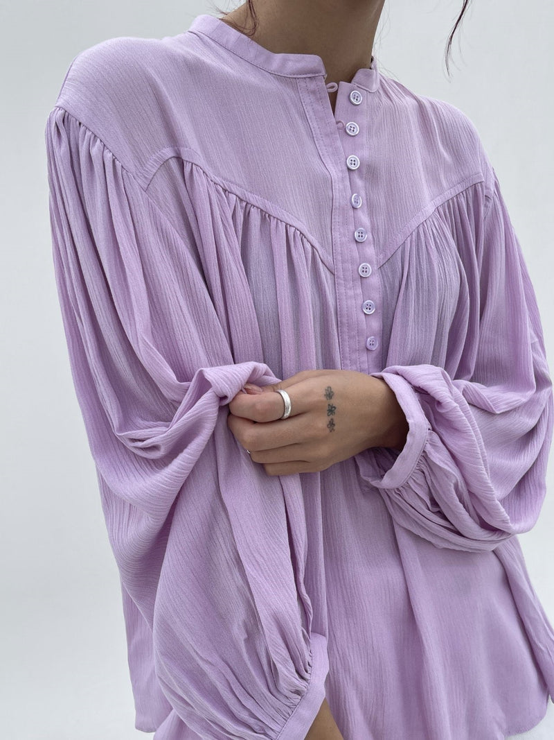 ROUND NECK BUTTON DETAIL BLOUSE