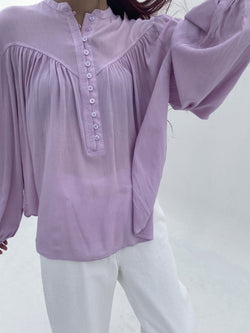 ROUND NECK BUTTON DETAIL BLOUSE