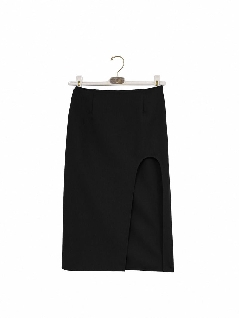 ROUND SPLIT DETAIL PENCIL SKIRT