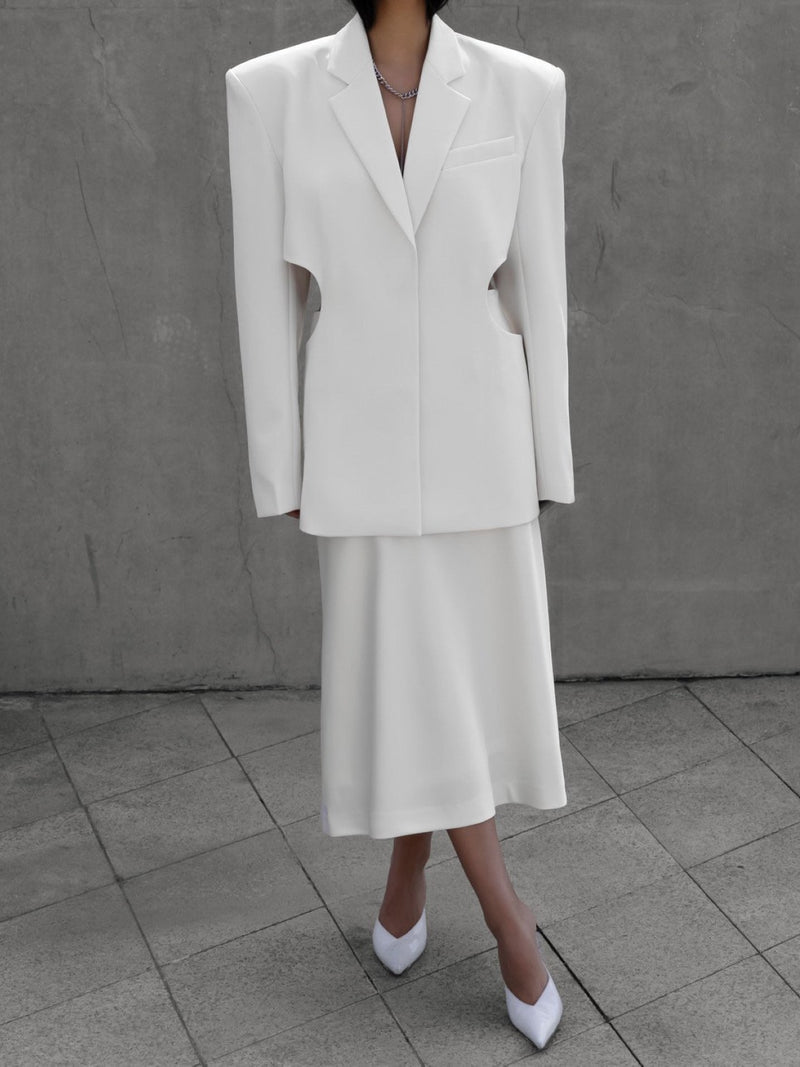 SQUARE SHOULDER CUT OUT WAIST BLAZER