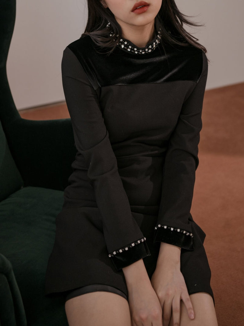 SANDRO VELVET STUD DRESS