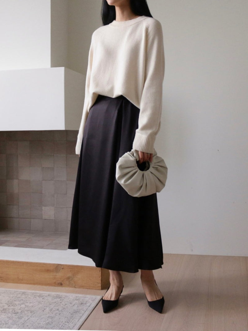 SATIN FLARED BANDED SKIRT