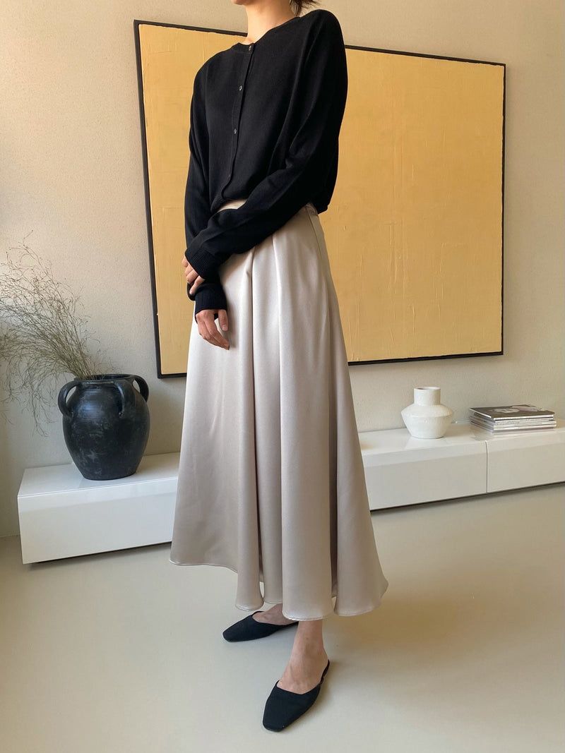 SATIN FLARED BANDED SKIRT