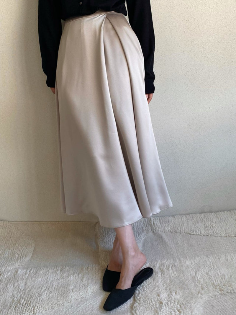SATIN FLARED BANDED SKIRT