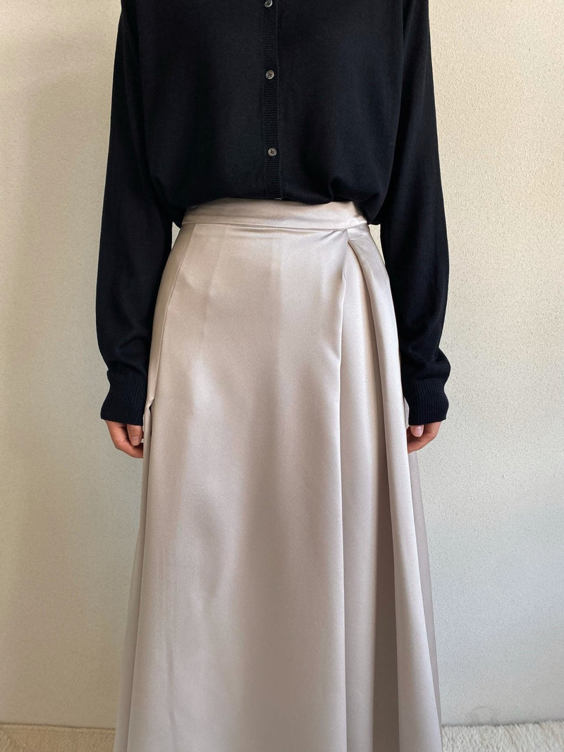 SATIN FLARED BANDED SKIRT