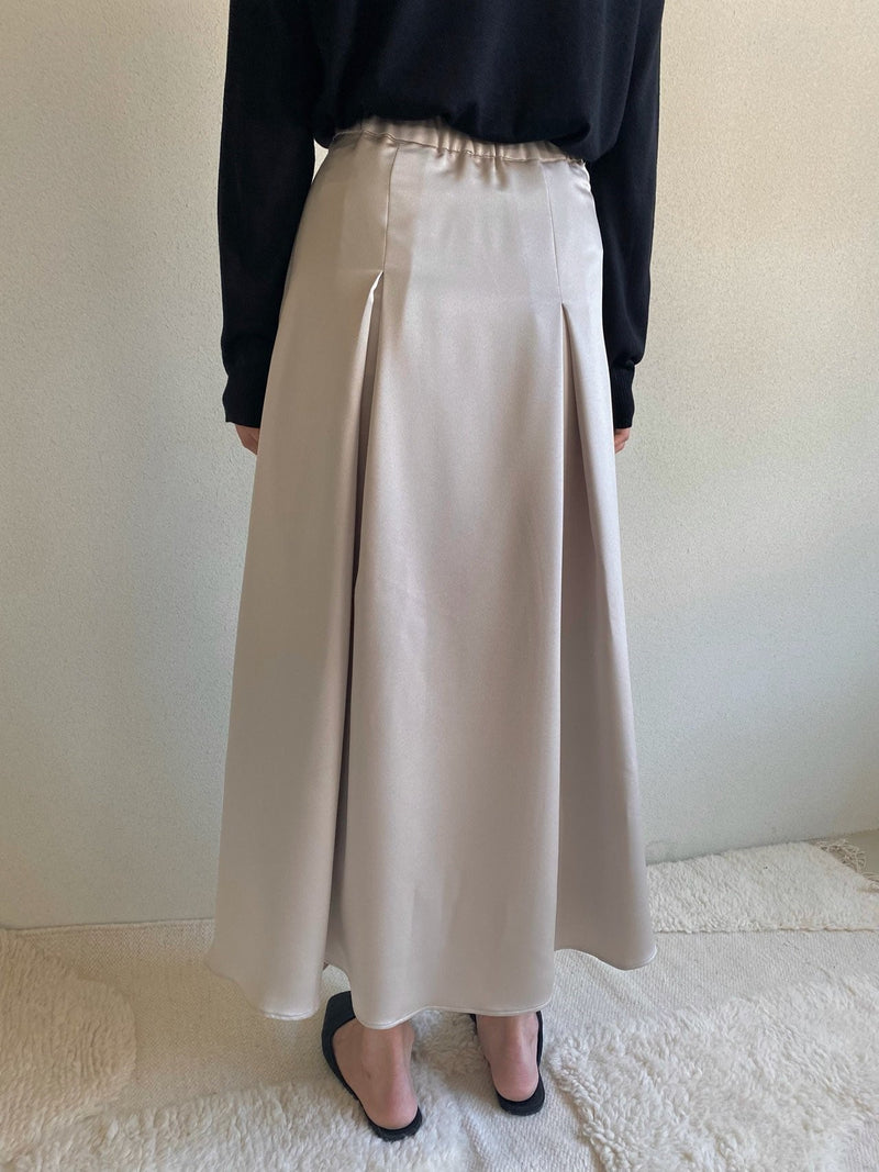 SATIN FLARED BANDED SKIRT