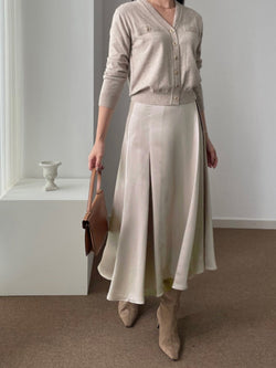 SATIN FLARED BANDED SKIRT