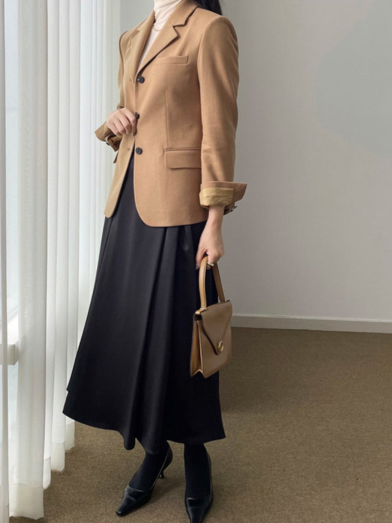 SATIN FLARED BANDED SKIRT