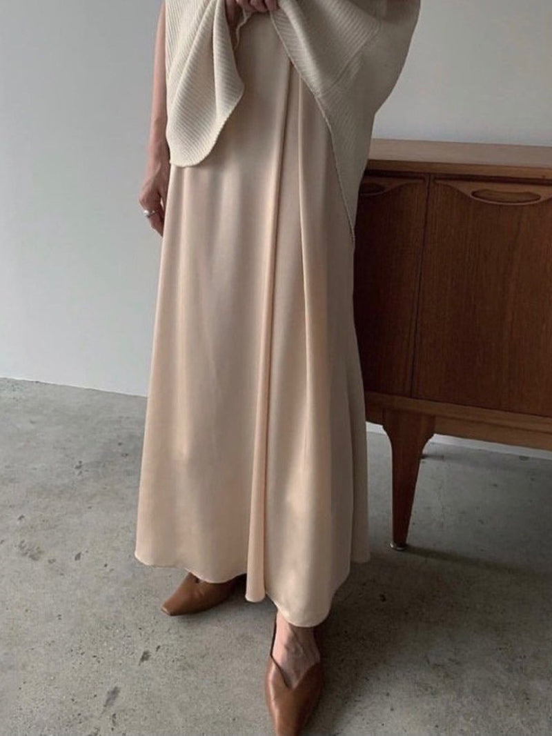 SATIN FLARED BANDED SKIRT