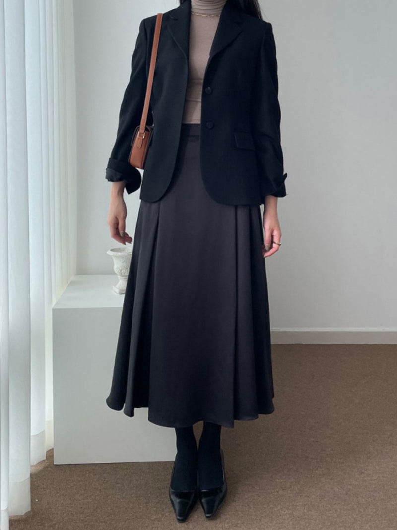 SATIN FLARED BANDED SKIRT