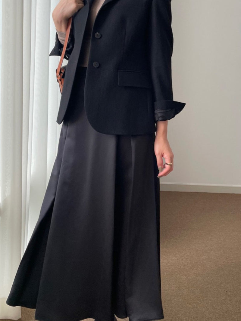 SATIN FLARED BANDED SKIRT