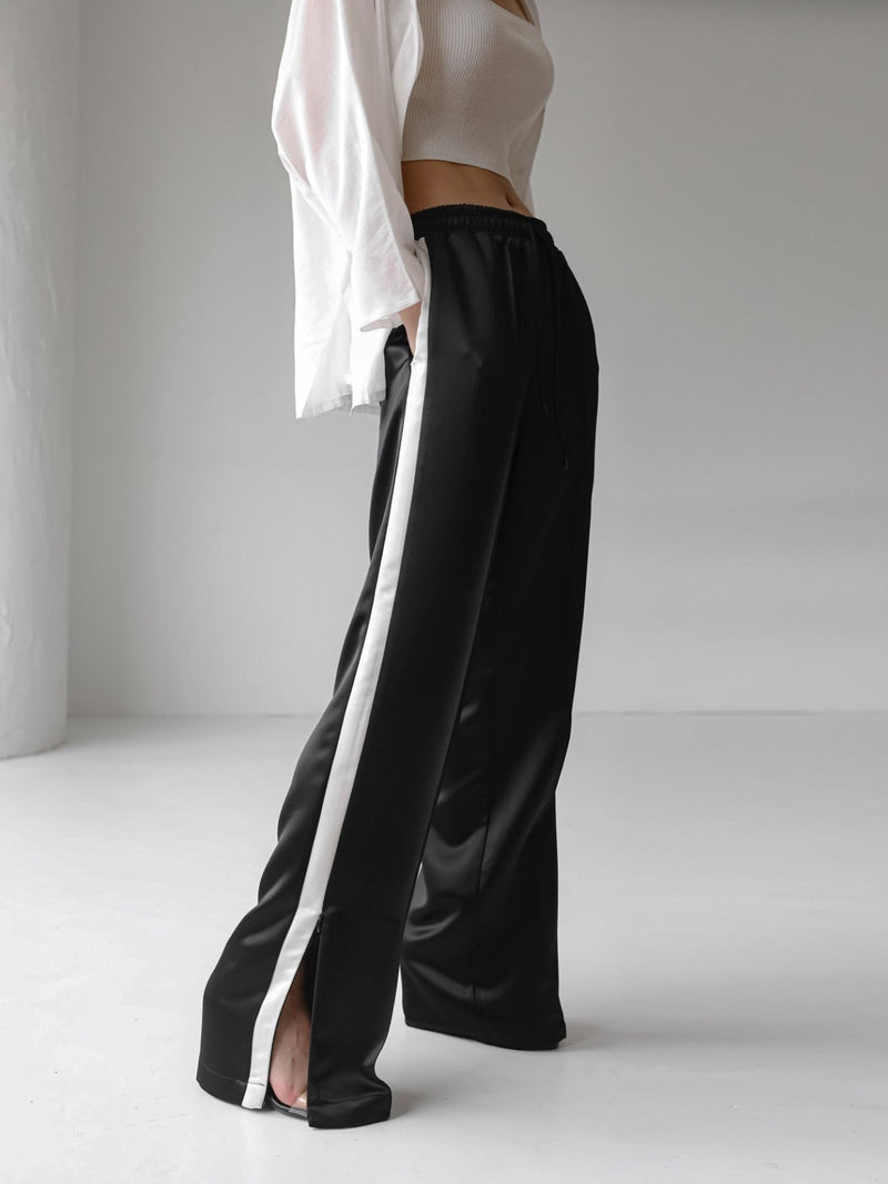 SATIN SIDE STRIPED TRACK TROUSERS