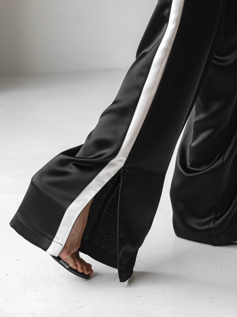 SATIN SIDE STRIPED TRACK TROUSERS