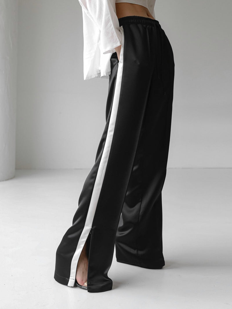 SATIN SIDE STRIPED TRACK TROUSERS