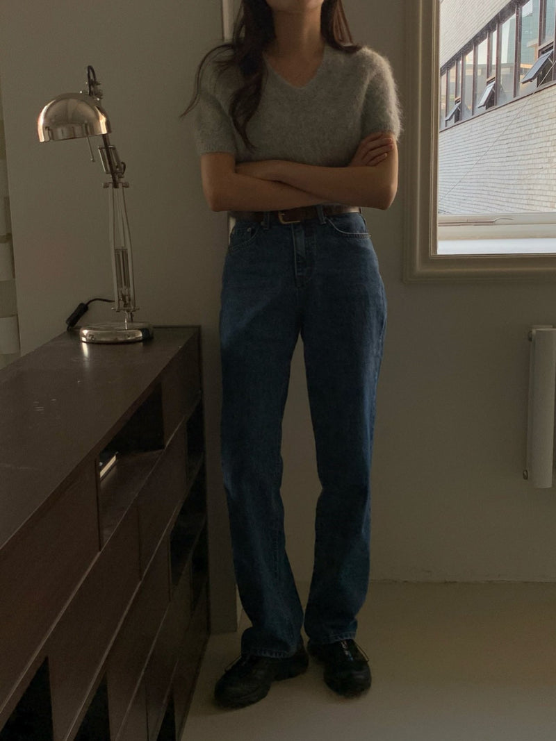 SEMI-WIDE RAW DENIM JEANS