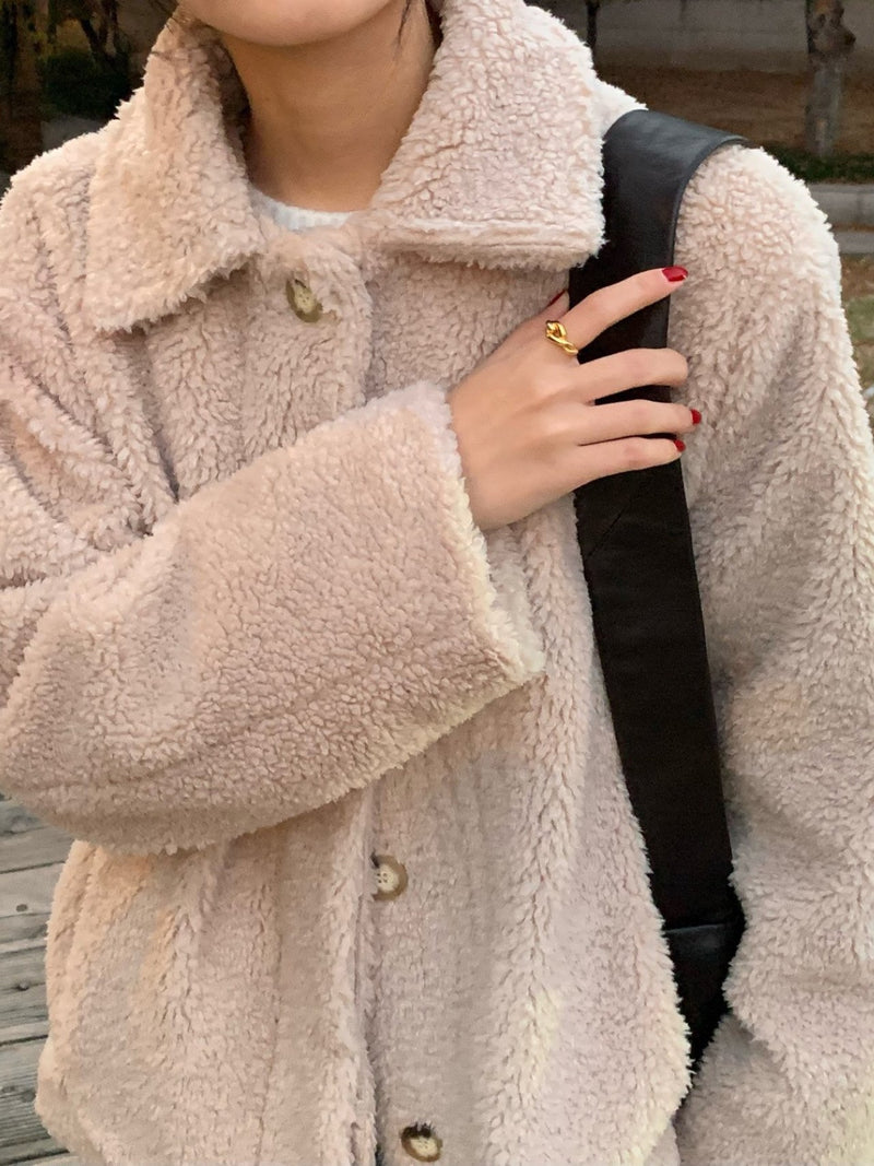 SHEARLING COLLAR BOUCLE JACKET