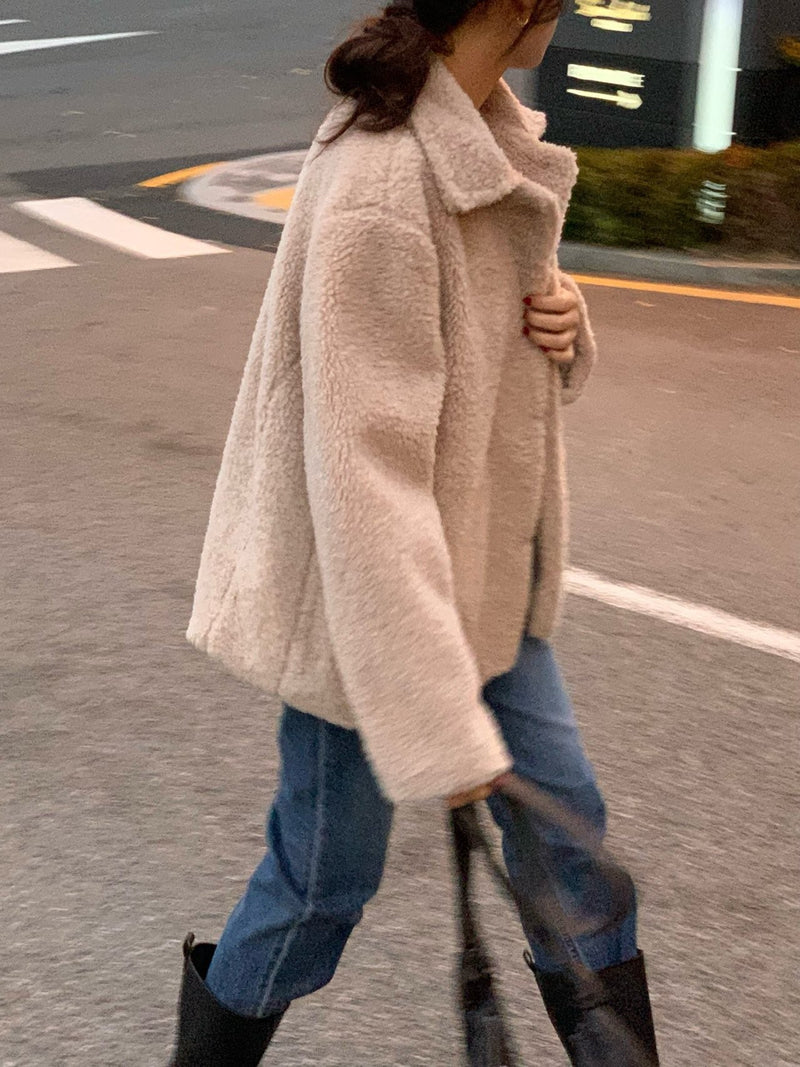 SHEARLING COLLAR BOUCLE JACKET