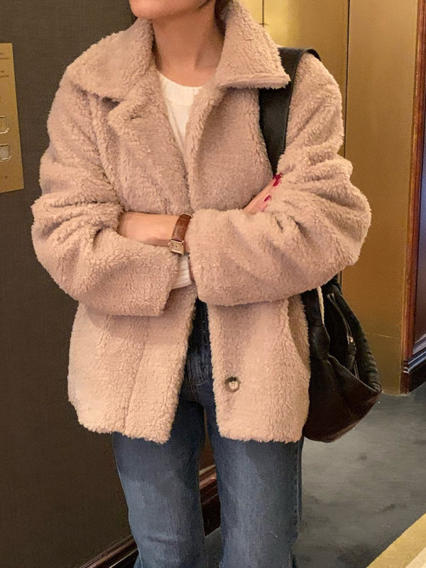 SHEARLING COLLAR BOUCLE JACKET