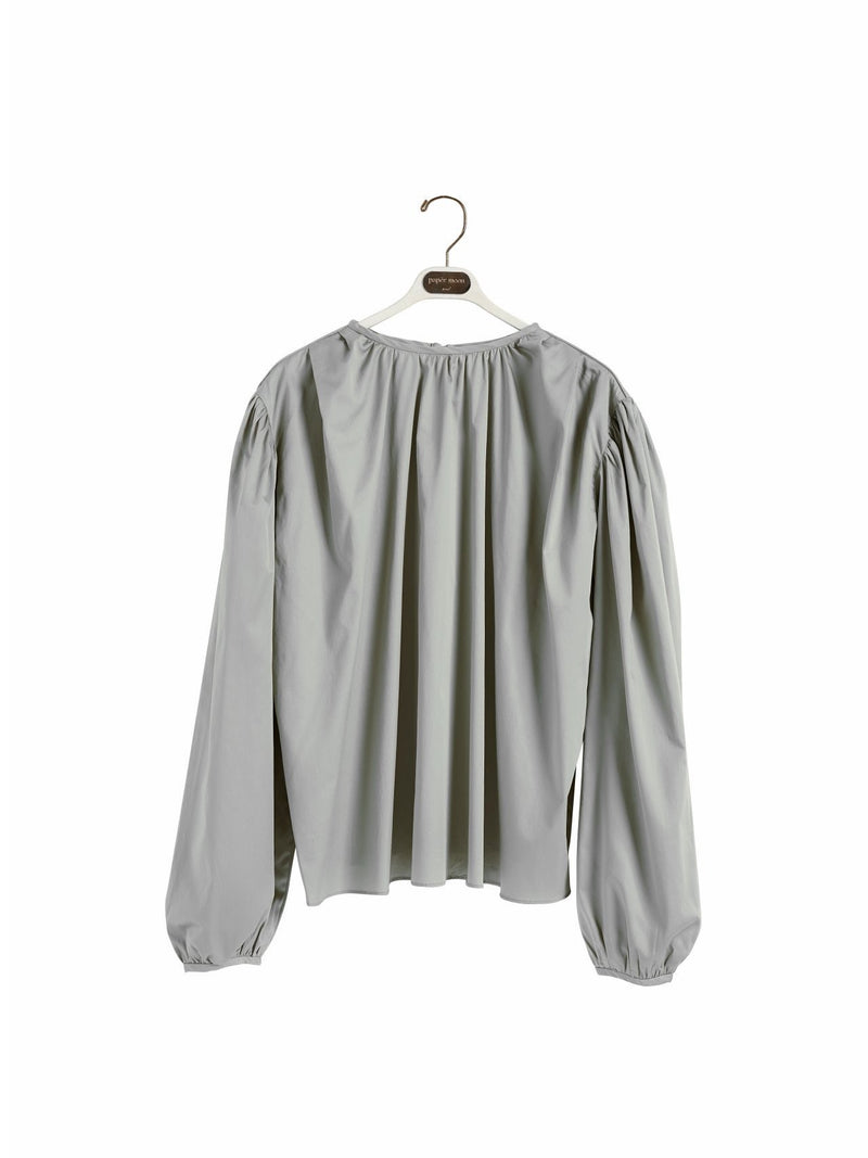 SHIRRED SHOULDER BALLOON BLOUSE