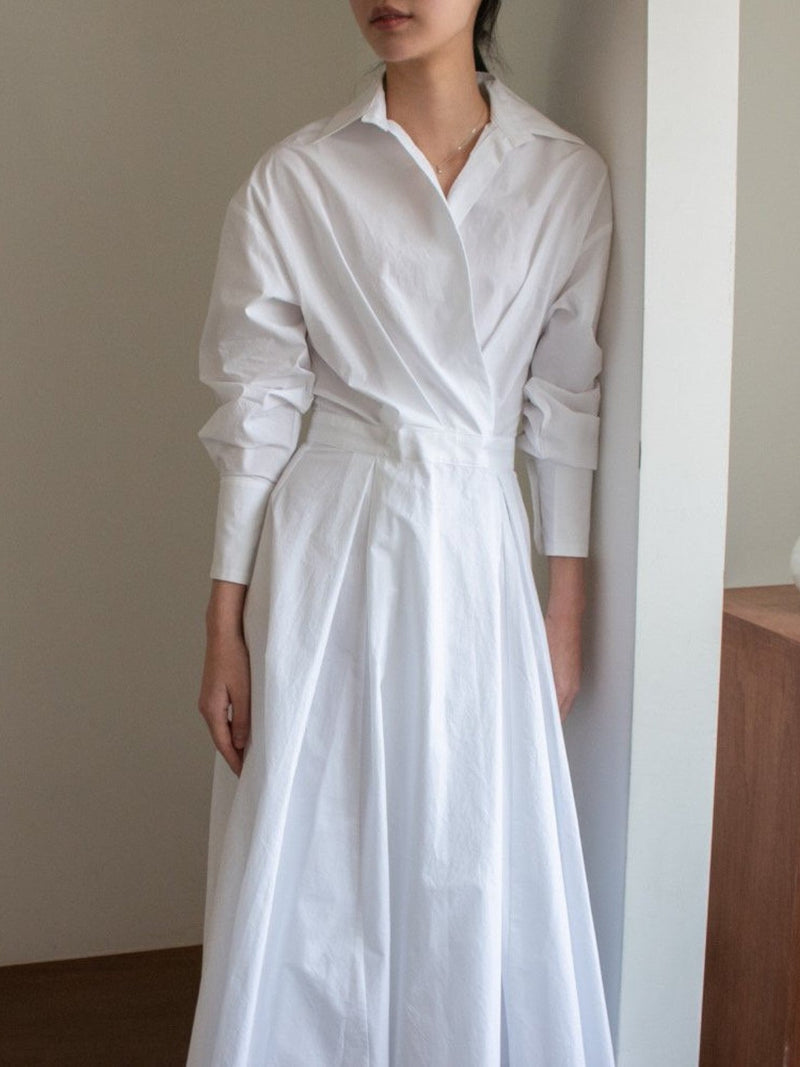 SHIRRING SHIRT DRESS