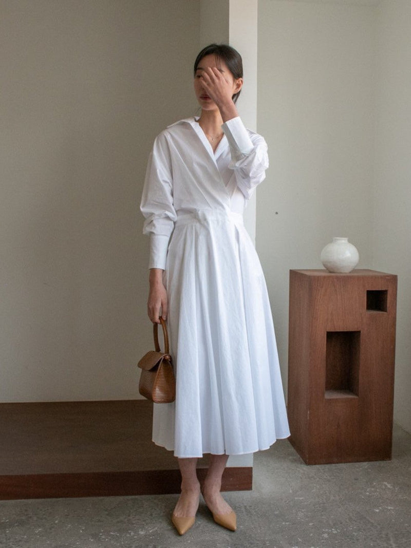 SHIRRING SHIRT DRESS