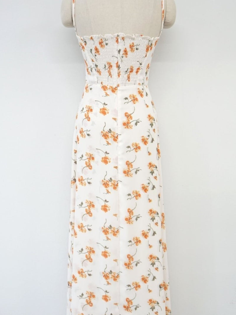 SHOESTRING STRAP ORANGE FLORAL DRESS
