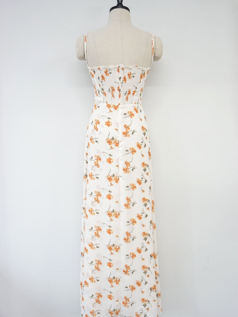 SHOESTRING STRAP ORANGE FLORAL DRESS