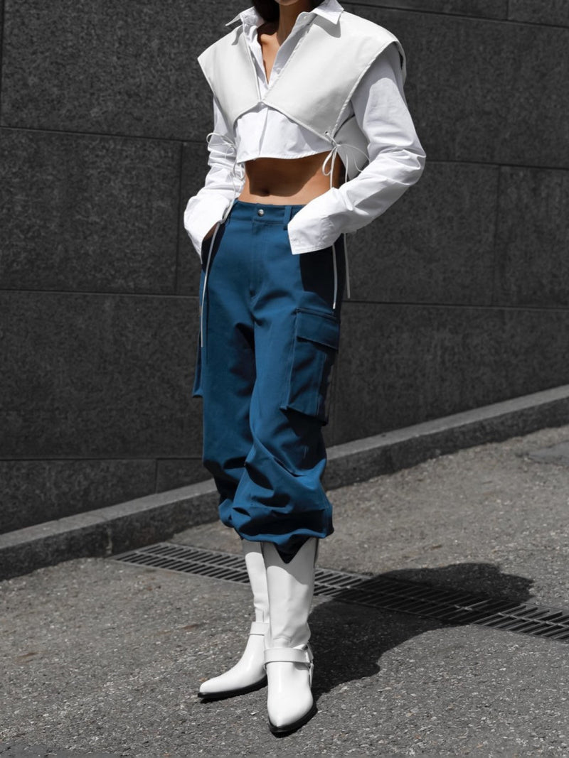 SHOULDER LAYERED VEGAN LEATHER VEST