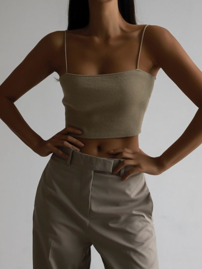 SHOULDER STRAP CROPPED KNIT