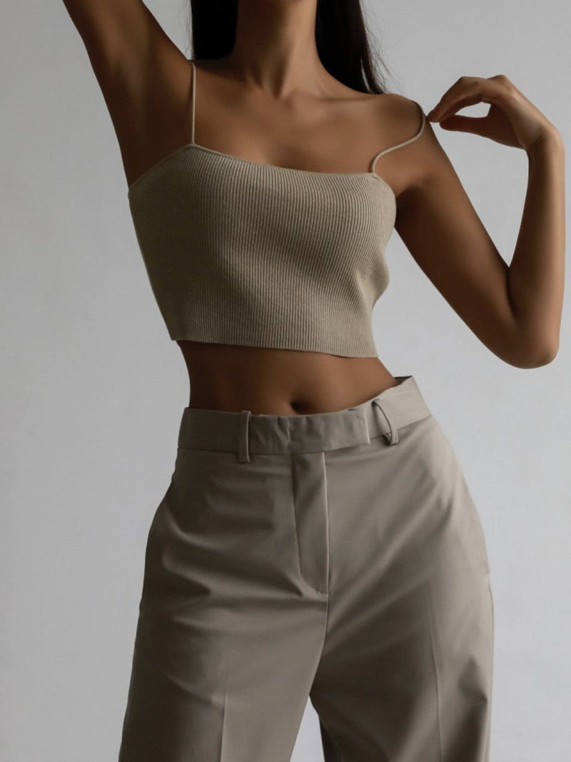 SHOULDER STRAP CROPPED KNIT