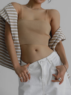 SHOULDER STRAP CROPPED KNIT