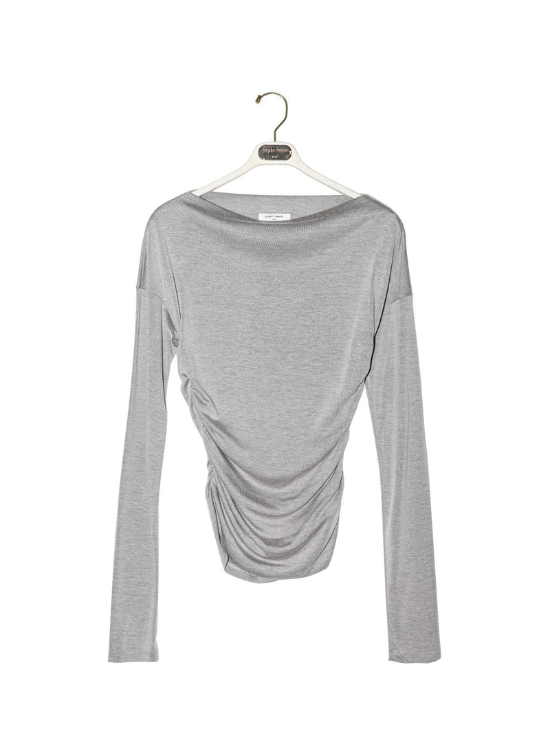 SIDE SHIRRED DRAPED DETAIL BOATNECK TOP