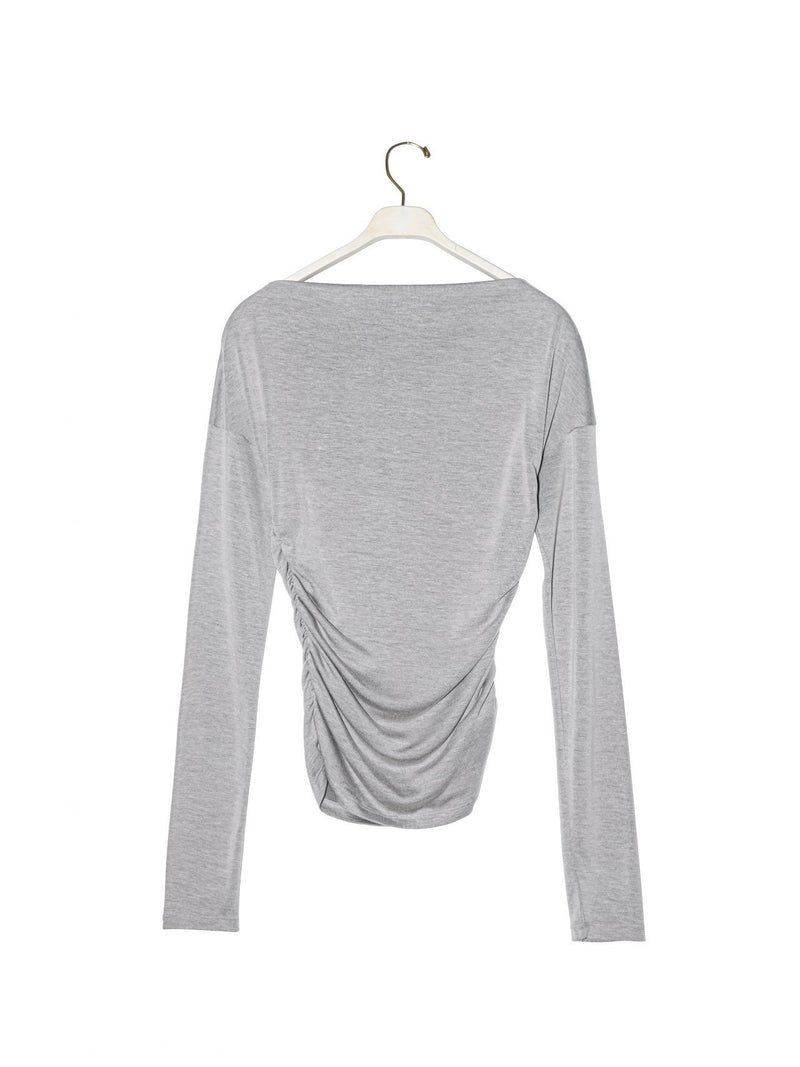 SIDE SHIRRED DRAPED DETAIL BOATNECK TOP
