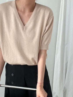 SILK BAMBOO V-NECK KNIT