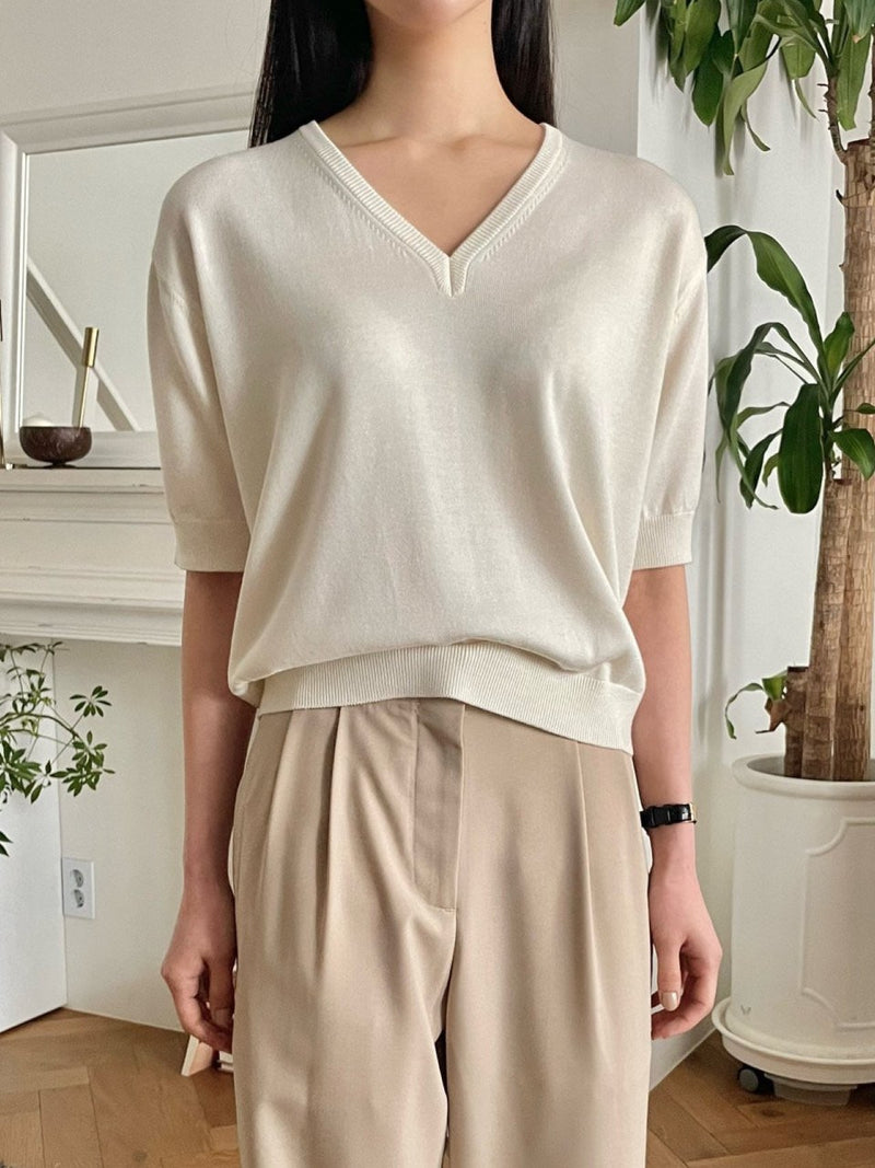 SILK BAMBOO V-NECK KNIT