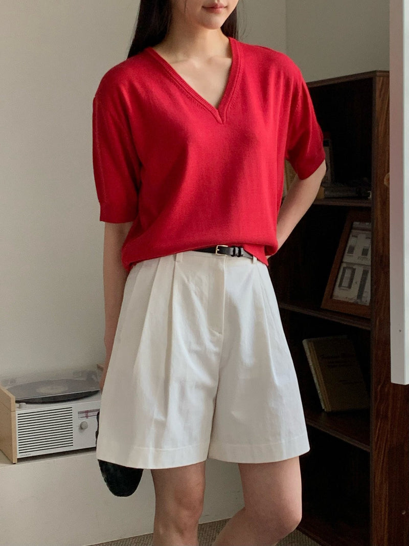 SILK BAMBOO V-NECK KNIT