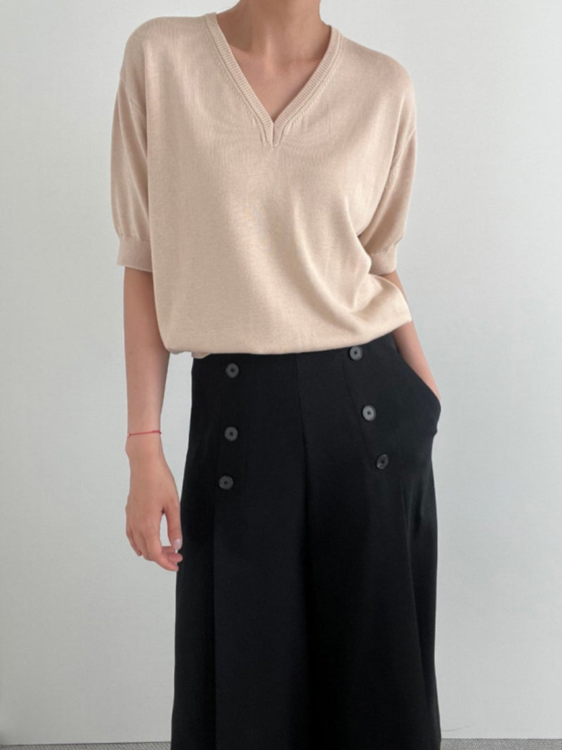 SILK BAMBOO V-NECK KNIT