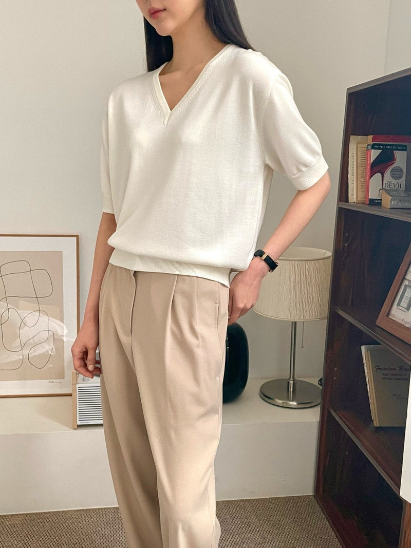 SILK BAMBOO V-NECK KNIT