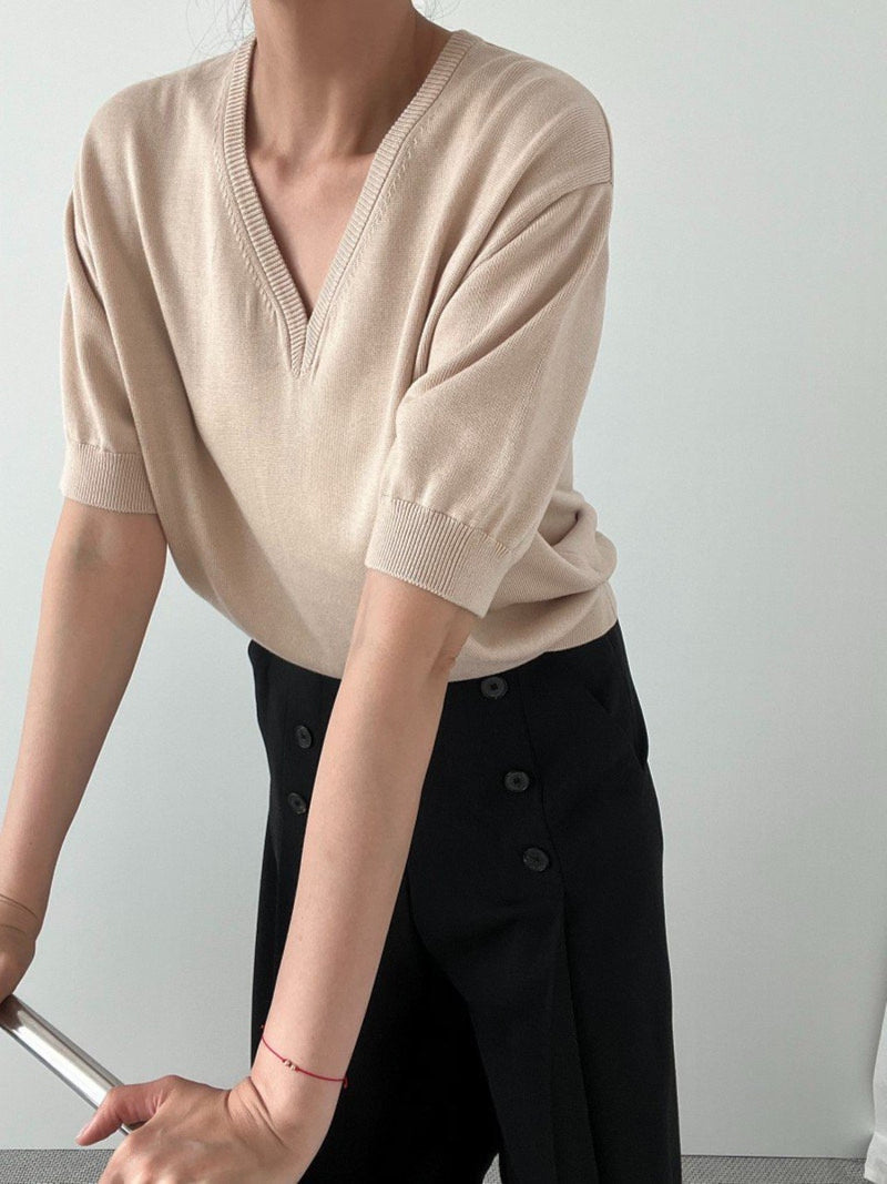 SILK BAMBOO V-NECK KNIT