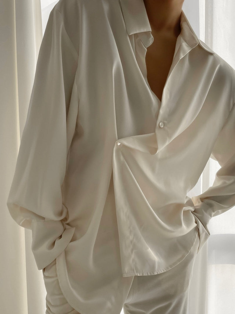 SILK UNBALANCED WRAP BLOUSE