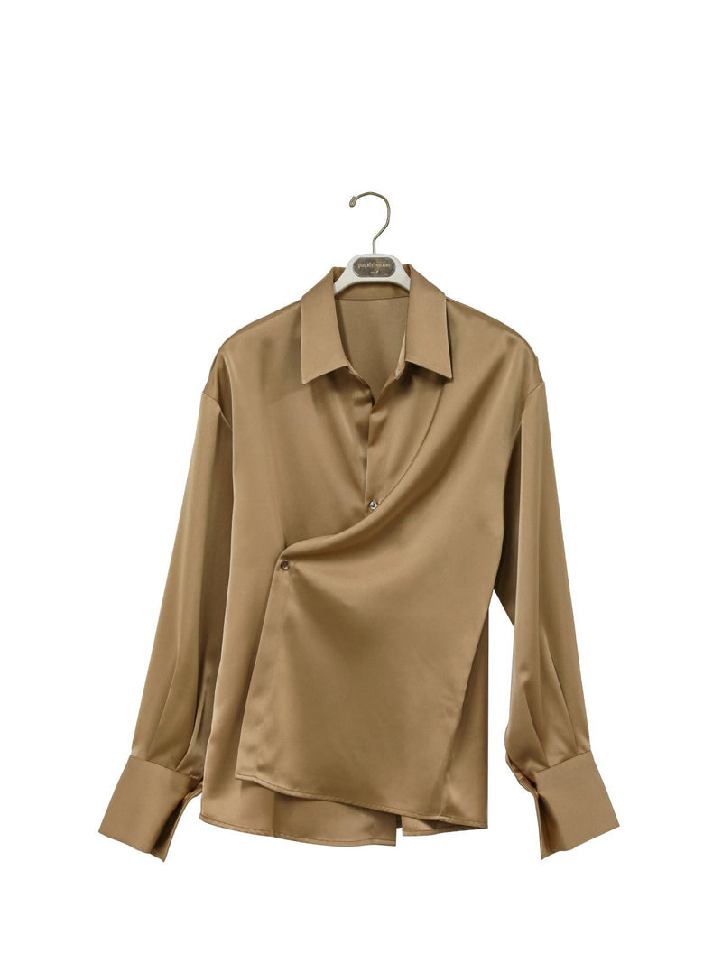 SILK UNBALANCED WRAP BLOUSE