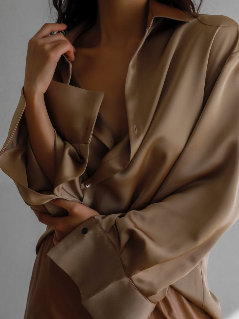 SILK UNBALANCED WRAP BLOUSE