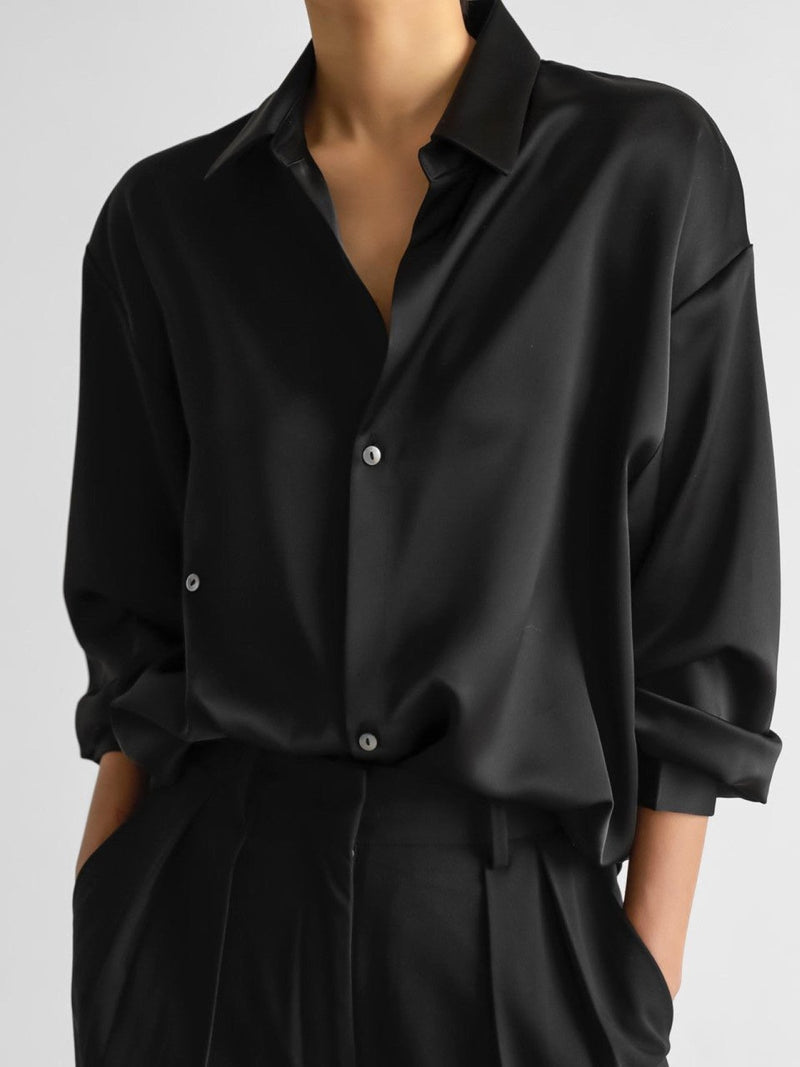 SILK UNBALANCED WRAP BLOUSE